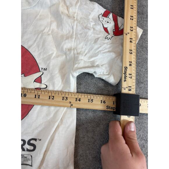 VINTAGE 80s The Real Ghostbusters Shirt Youth Medium White Single Stitch Tee USA - Picture 2 of 10